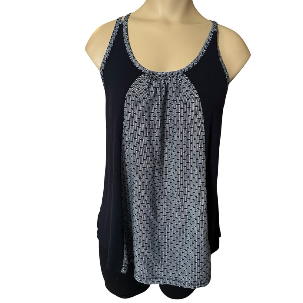 Cabi Tank Top Women's Small Cross Strap Navy Blue Lightweight Rayon Casual